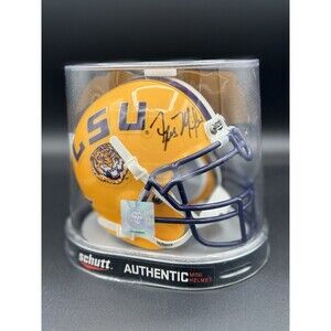 Les Miles Autographed Schutt Mini Helmet LSU Tigers